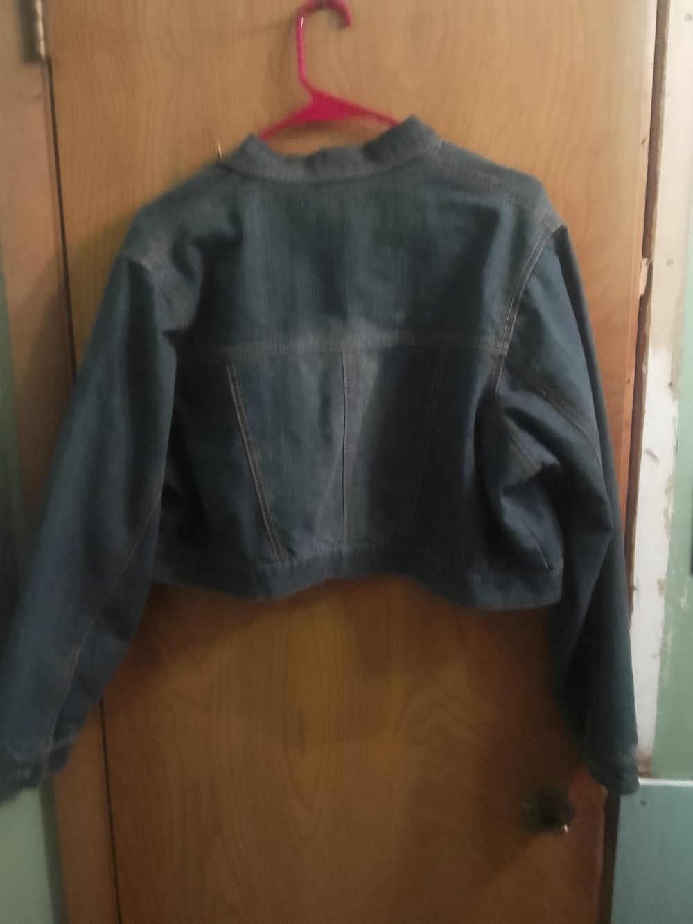 Women's Y2K Dark Blue Cropped Denim Jacket No Fuze U.S.A Brand - Picture 4 of 6